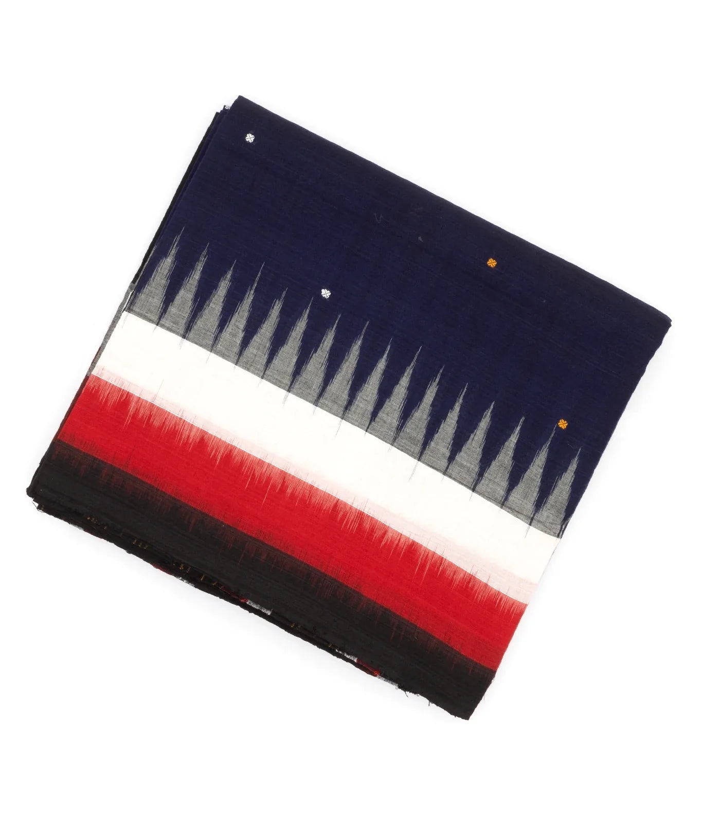 Midnight Blue Orissa Cotton Saree With Tie & Dye And Temple Border Motifs