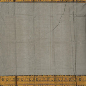 Grey Handloom Chettinad Cotton Saree With Zari Stripes