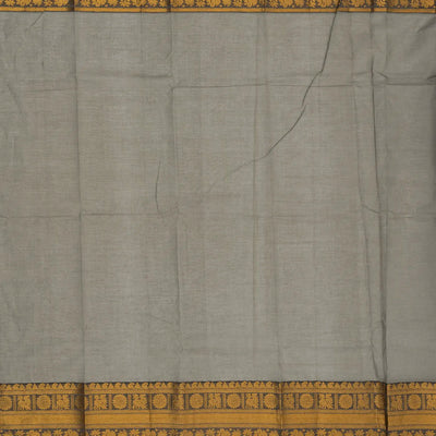 Grey Handloom Chettinad Cotton Saree With Zari Stripes