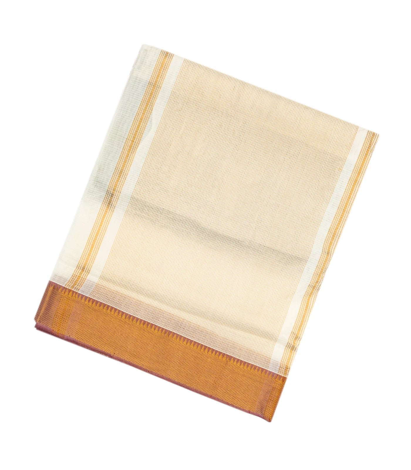 White Handloom Mangalagiri Cotton Saree With Zari Border