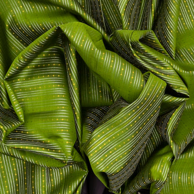 Green Handloom Kanchipuram Silk Saree With Zari Stripes