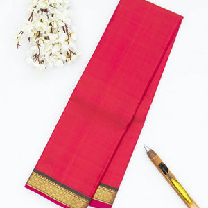 Hot Pink Handloom Kanchipuram Silk Saree With Zari Border