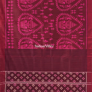 Maroon Tribal Odisha Ikat Contemporary Silk Saree