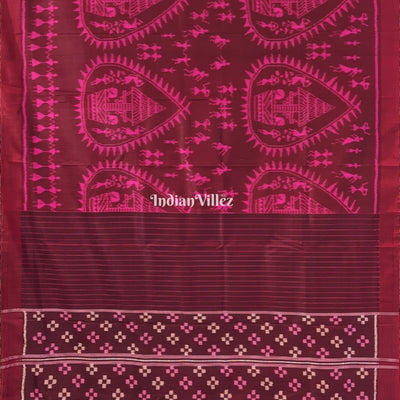Maroon Tribal Odisha Ikat Contemporary Silk Saree