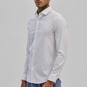 White Textured Slim Fit Shirt