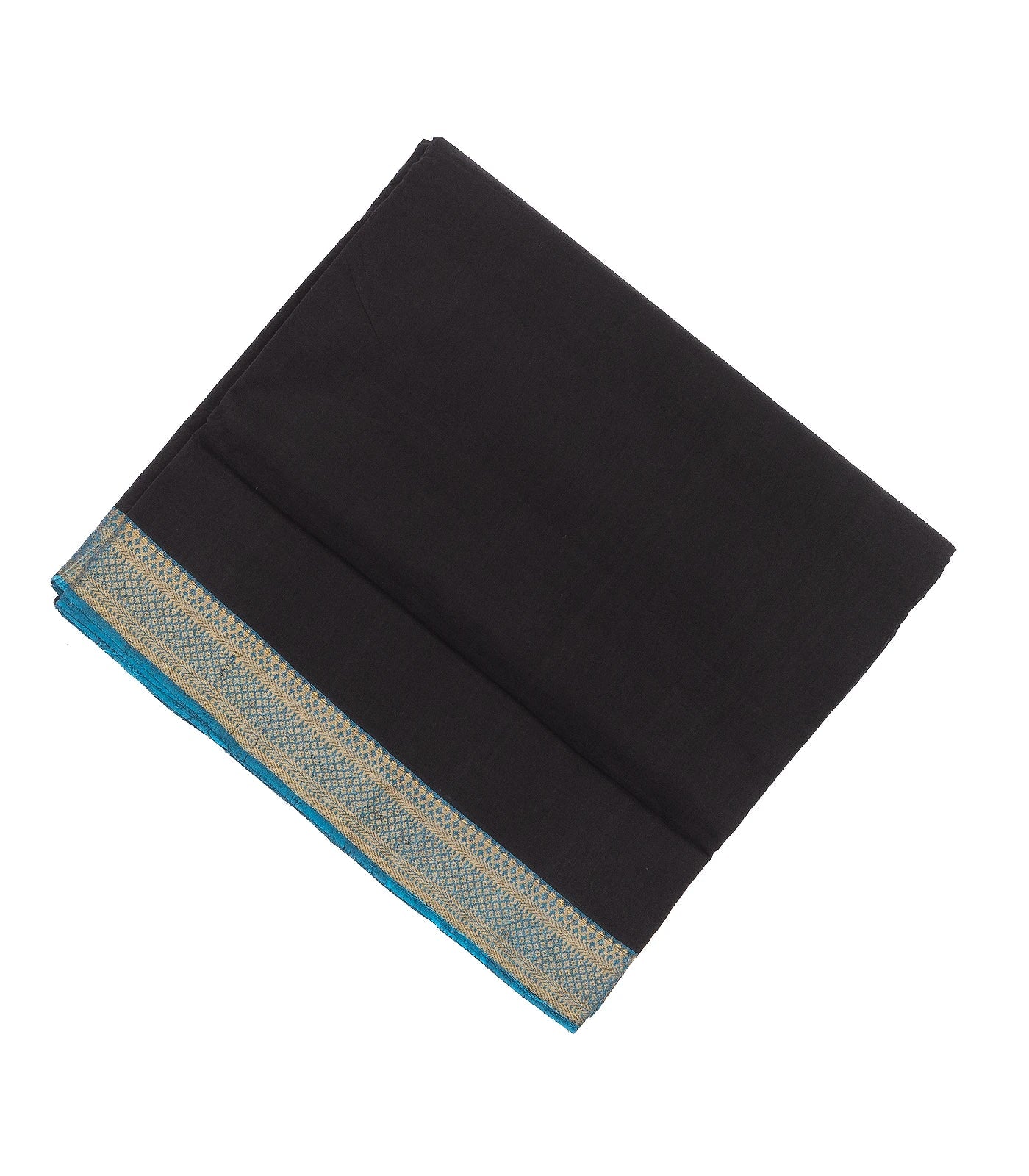 Black Mangalagiri Cotton Saree With Contrast Border