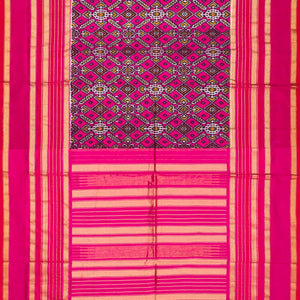 Pink Handloom Ikat Silk Saree With Tie & Dye Floral Motifs