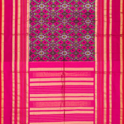 Pink Handloom Ikat Silk Saree With Tie & Dye Floral Motifs