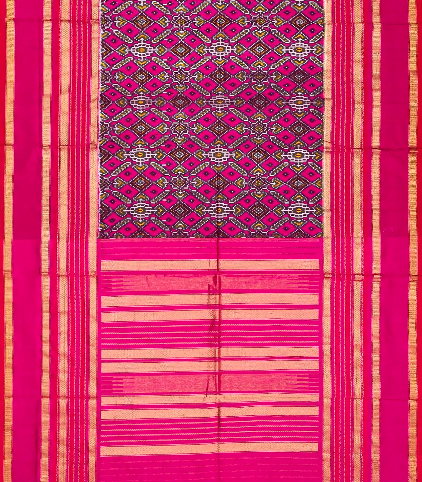 Pink Handloom Ikat Silk Saree With Tie & Dye Floral Motifs