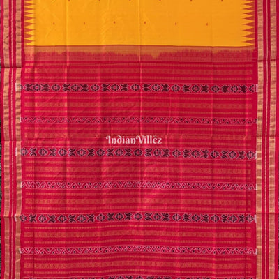 Red Yellow Patil Design Bomkai Sambalpuri Silk Saree