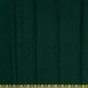 Bottle Green Handloom Kanchipuram Silk Saree With Elephant Motif Buttas