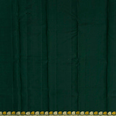 Bottle Green Handloom Kanchipuram Silk Saree With Elephant Motif Buttas
