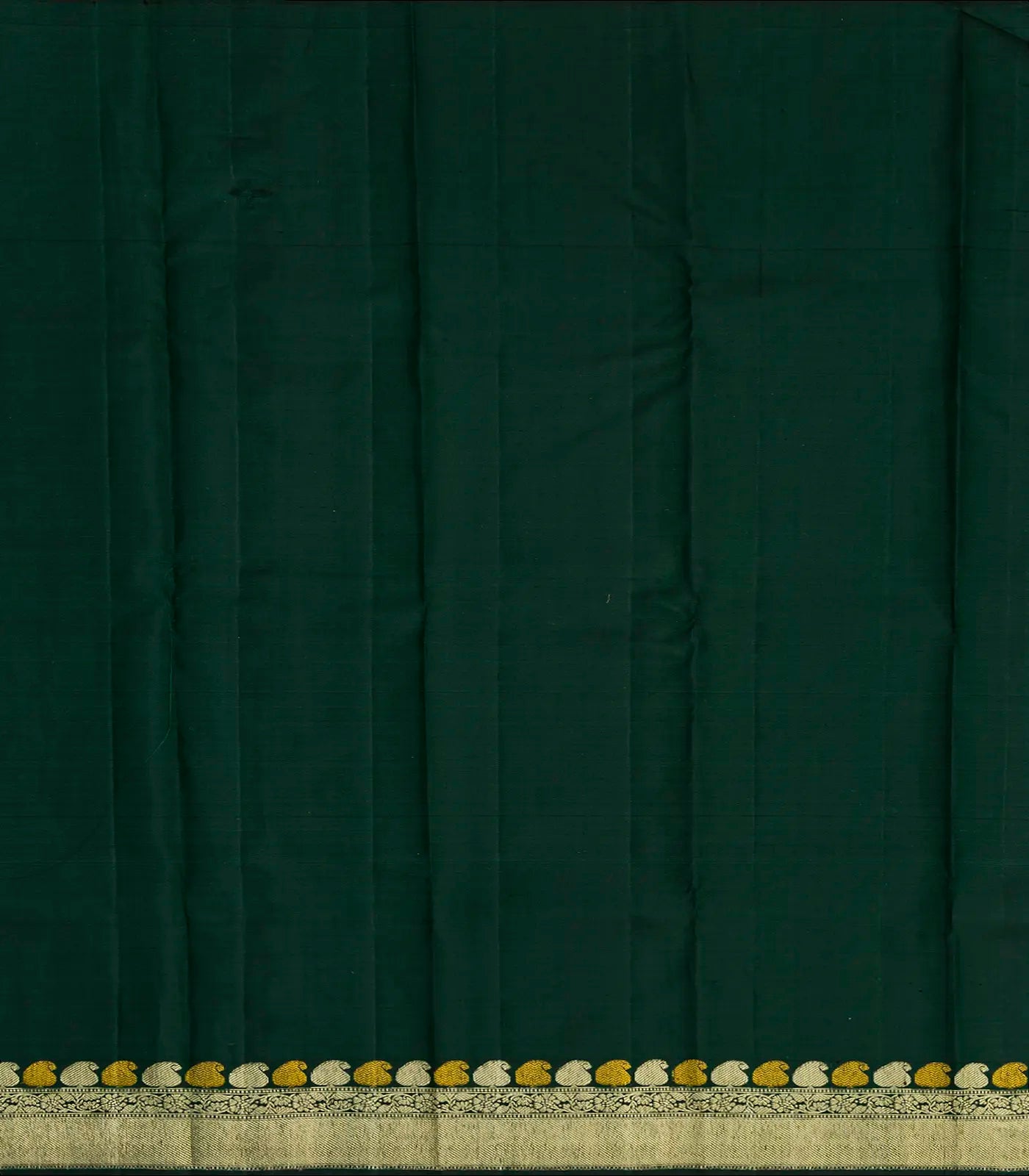 Bottle Green Handloom Kanchipuram Silk Saree With Elephant Motif Buttas