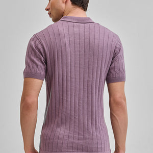 Mauve Knitted Polo T-Shirt