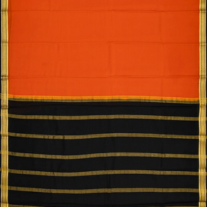 Orange Mysore Plain Crepe Silk Saree With Black Border