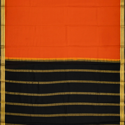 Orange Mysore Plain Crepe Silk Saree With Black Border
