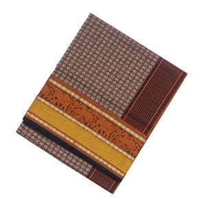 Brown Handloom Silk Cotton Saree With Annam Chakaram Motifs