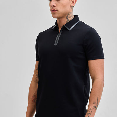Black Zipper Polo T-Shirt