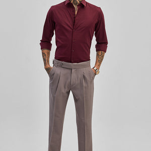 Maroon Stretchable Slim Fit Shirt