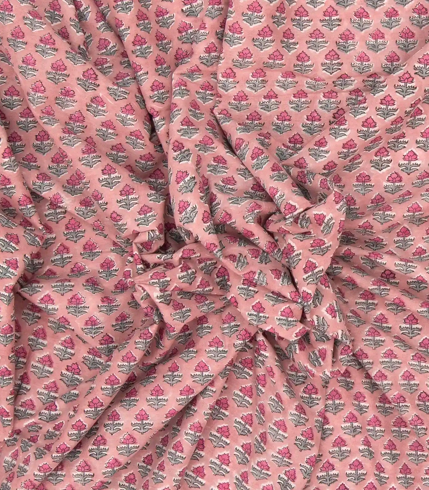 BubbleGum Pink Woven Jaipur Cotton Saree Printed With Floral Motifs