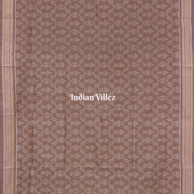 Tortilla Brown Sambalpuri Ikat Natural Dyed Silk Saree