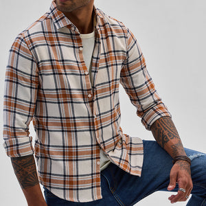 Cream Checks Slim Fit Shirt