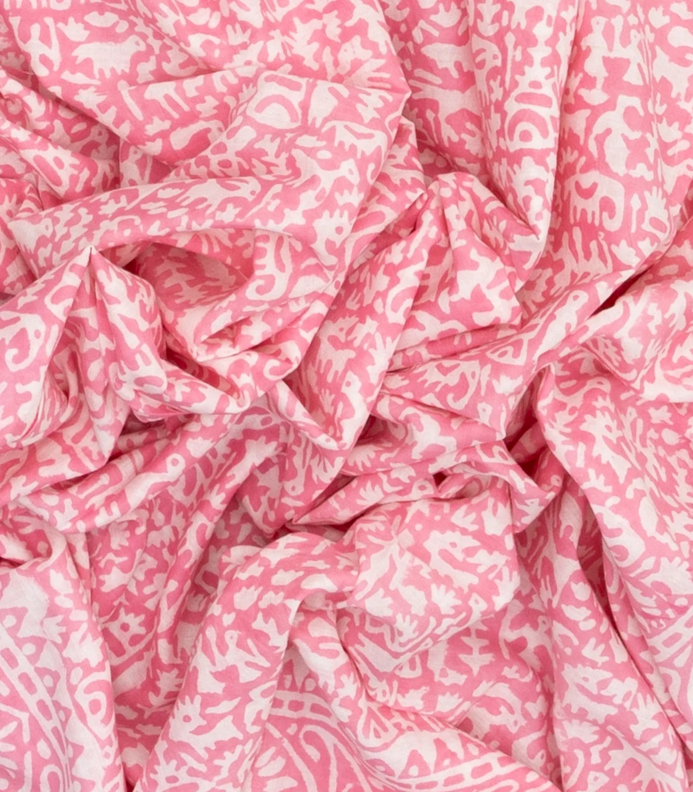 Baby Pink Woven Jaipur Cotton Saree Printed With White Animal Motifs