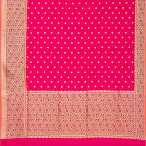 Hot Pink Handwoven Banarasi Silk Saree With Kamalam Motifs