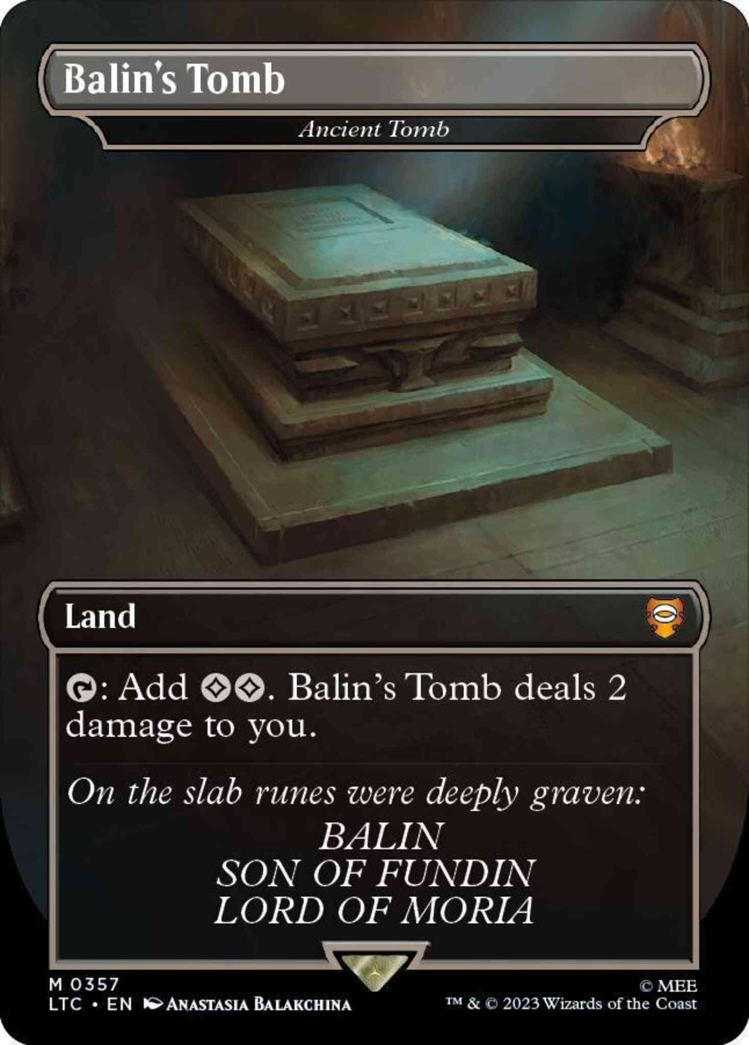 Balin's Tomb - Ancient Tomb [357] [Borderless] [Realms and Relics] [The Lord of the Rings: Tales of Middle-earth: Commander] [Non-Foil]