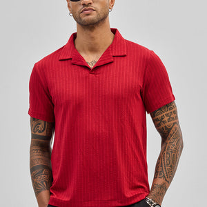 Red Textured Cuban T-Shirt