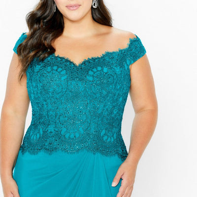 Montage 116937 Long Beaded Lace Fit Formal Dress