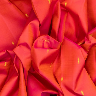 Peach Handloom Korvai Kanchipuram Silk Saree With Mango Buttas
