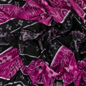 Black Handloom Orissa Cotton Saree And Purple Border