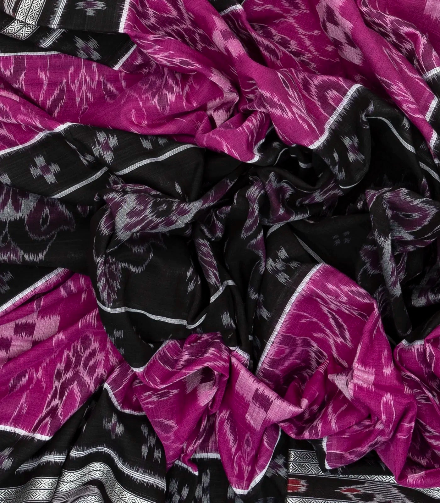 Black Handloom Orissa Cotton Saree And Purple Border