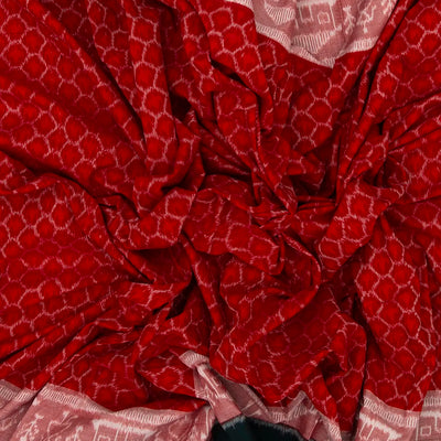 Crimson Handloom Orissa Cotton Saree With Tie & Dye Jaal Motifs