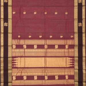 Dusty Pink Handloom Kanchi Cotton Saree With Horse Buttas