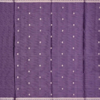 Violet Handloom Soft Silk Saree With Zari Stripes & Floral Buttas