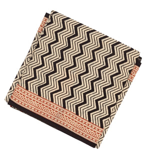 Black Woven Jaipur Cotton Saree Printed With Cream Chevron Motifs