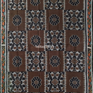 Cofee Black Maniabandha Odisha Ikat Cotton Saree