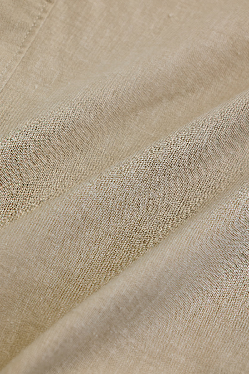 Beige Solid Oxford Shirt