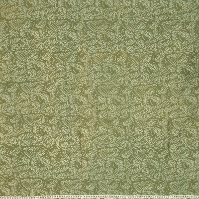Sage Green Woven Jaipur Cotton Saree Printed With Cream Floral Motifs