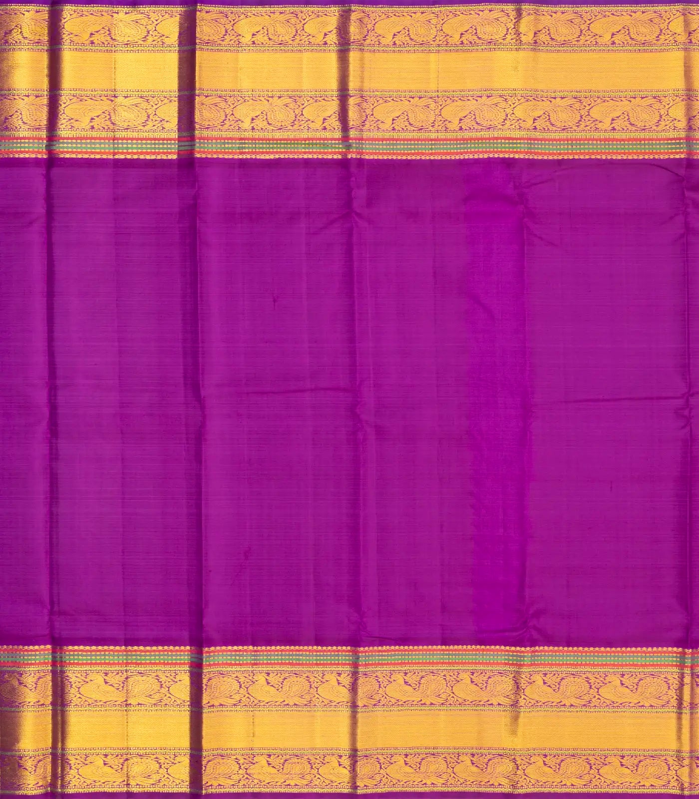 Lavender Handloom Kanchipuram Silk Saree With Stripes & Buttas