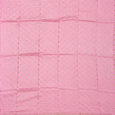 Bubble-gum Pink Woven Organza Silk Saree With Embroidered Floral Motifs