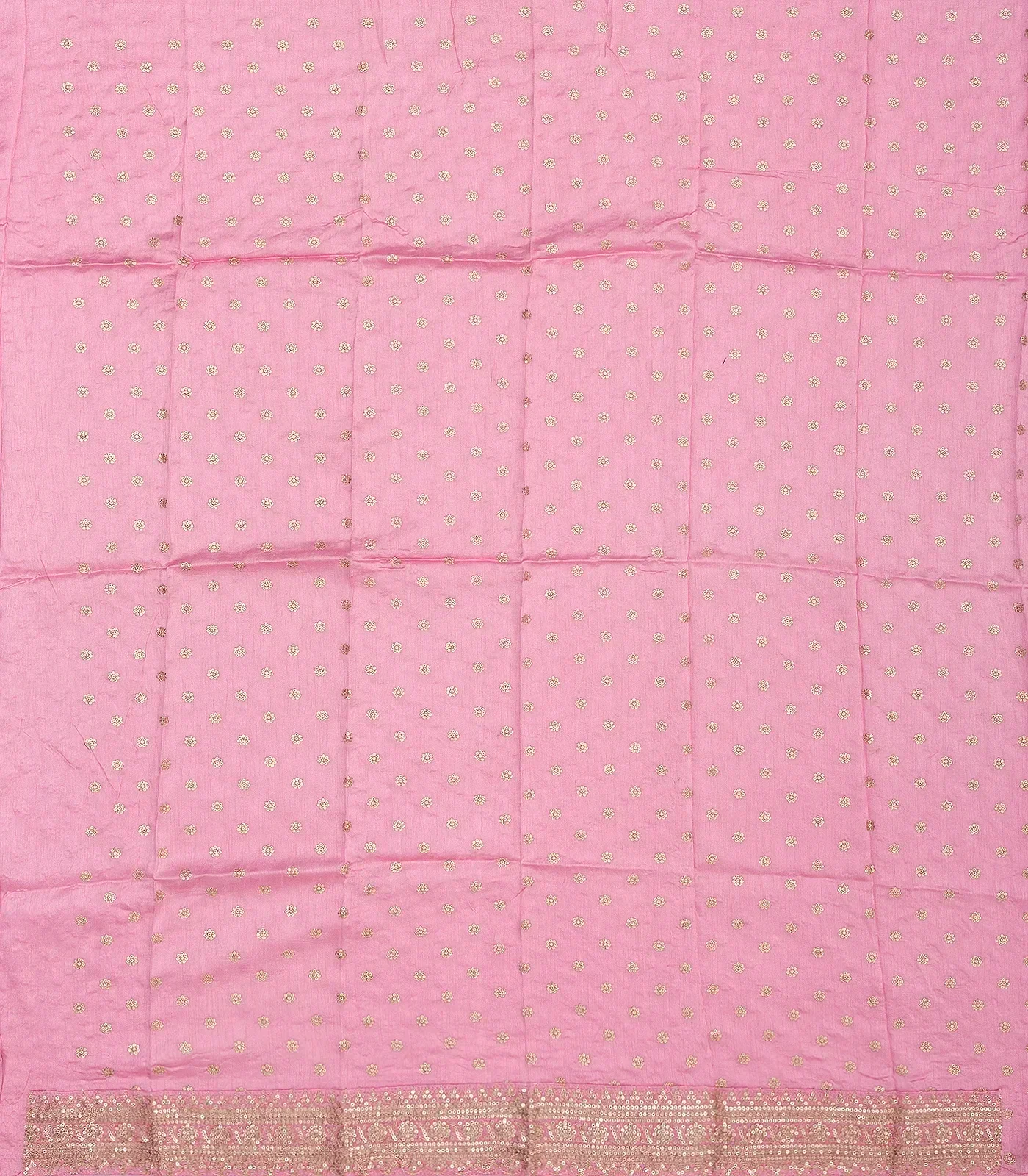 Bubble-gum Pink Woven Organza Silk Saree With Embroidered Floral Motifs