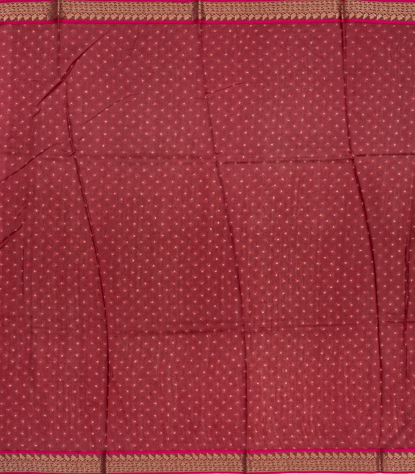 Crimson Handloom Tussar Silk Saree Printed With Bandani Motifs