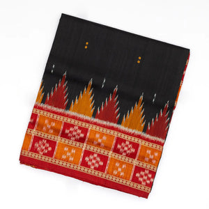 Black Handloom Orissa Silk Saree With Button Buttas
