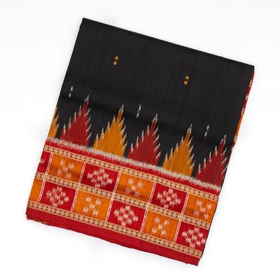Black Handloom Orissa Silk Saree With Button Buttas