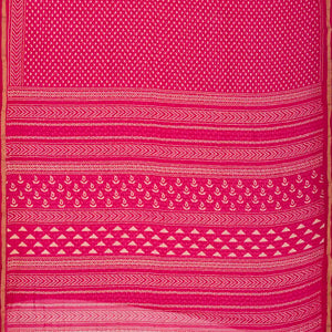 Hot Pink Woven Jaipur Cotton Saree With Printed Triangle Motifs