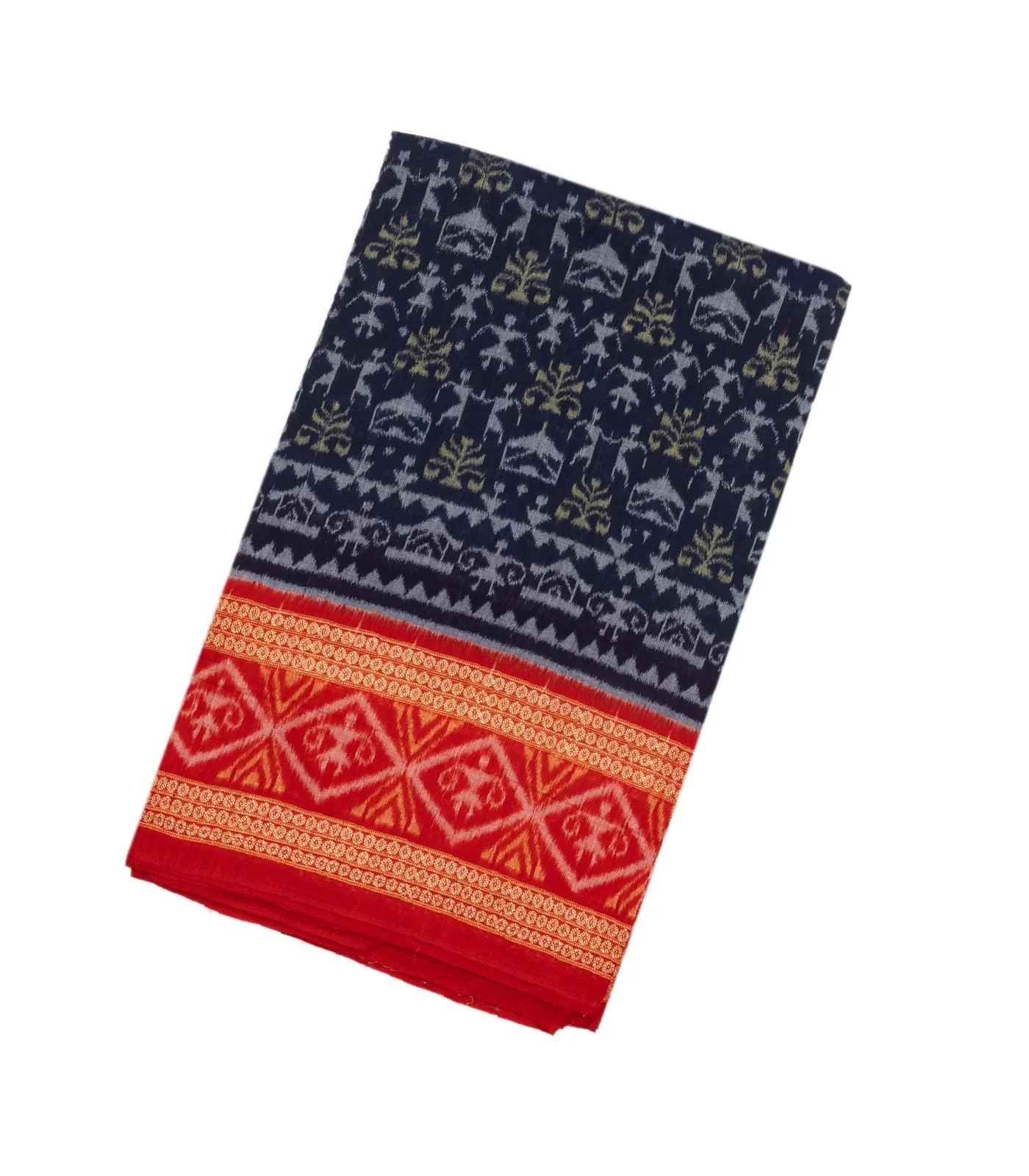 Violet Handloom Orissa Cotton Saree With Tie & Dye Tribal Motifs