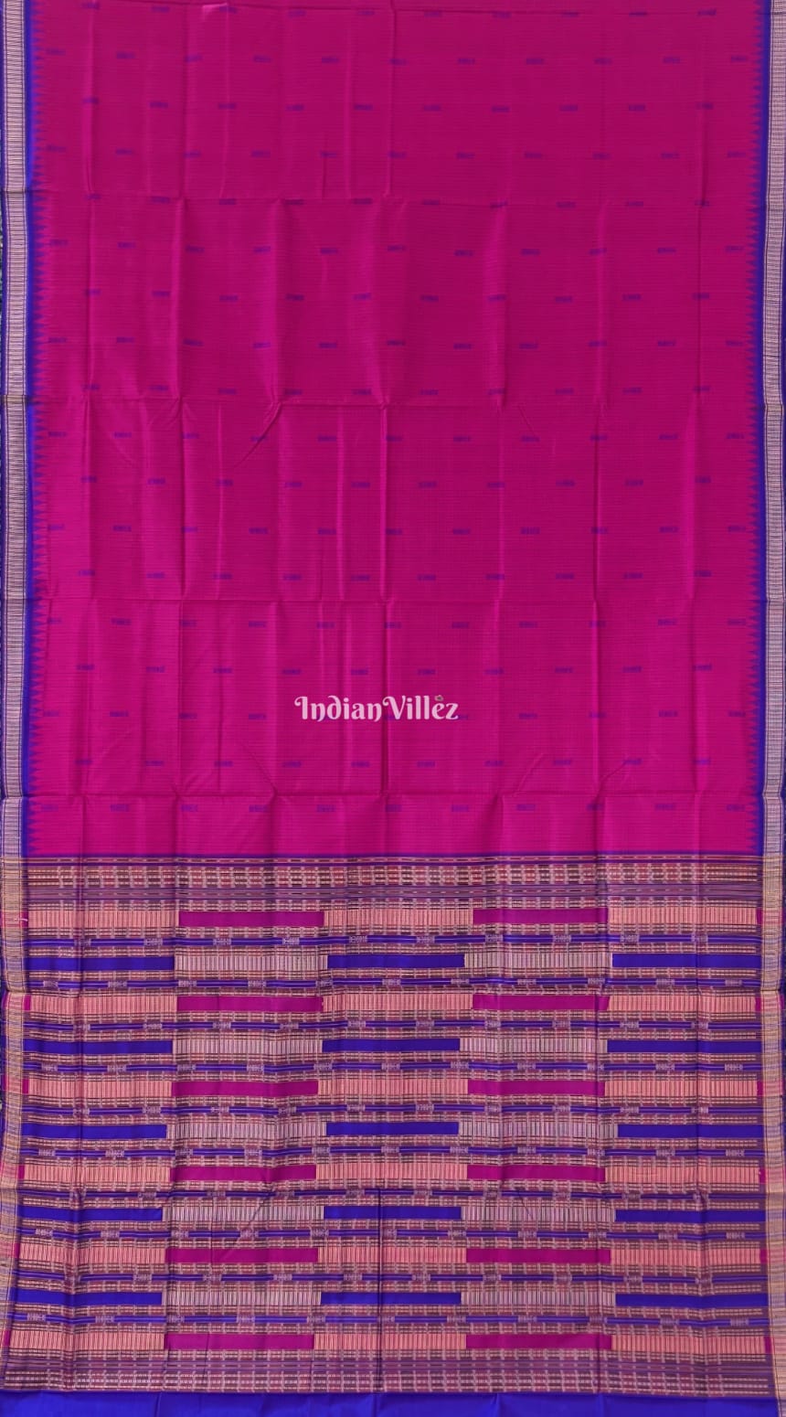 Dark Pink Sachipar Sambalpuri Handloom Tussar Silk Saree